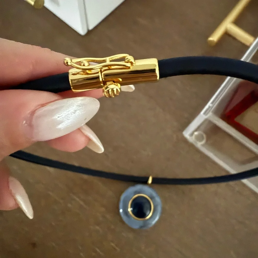 Veronica Beard Gold and Blue Pendant Necklace - Picture 3 of 3